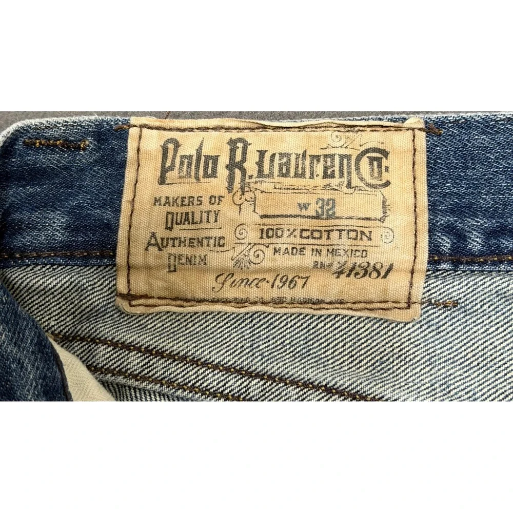 Polo‎ Ralph Lauren Mens sz 32 Patchwork Denim Shorts Mickey Mouse Plaid cutoff